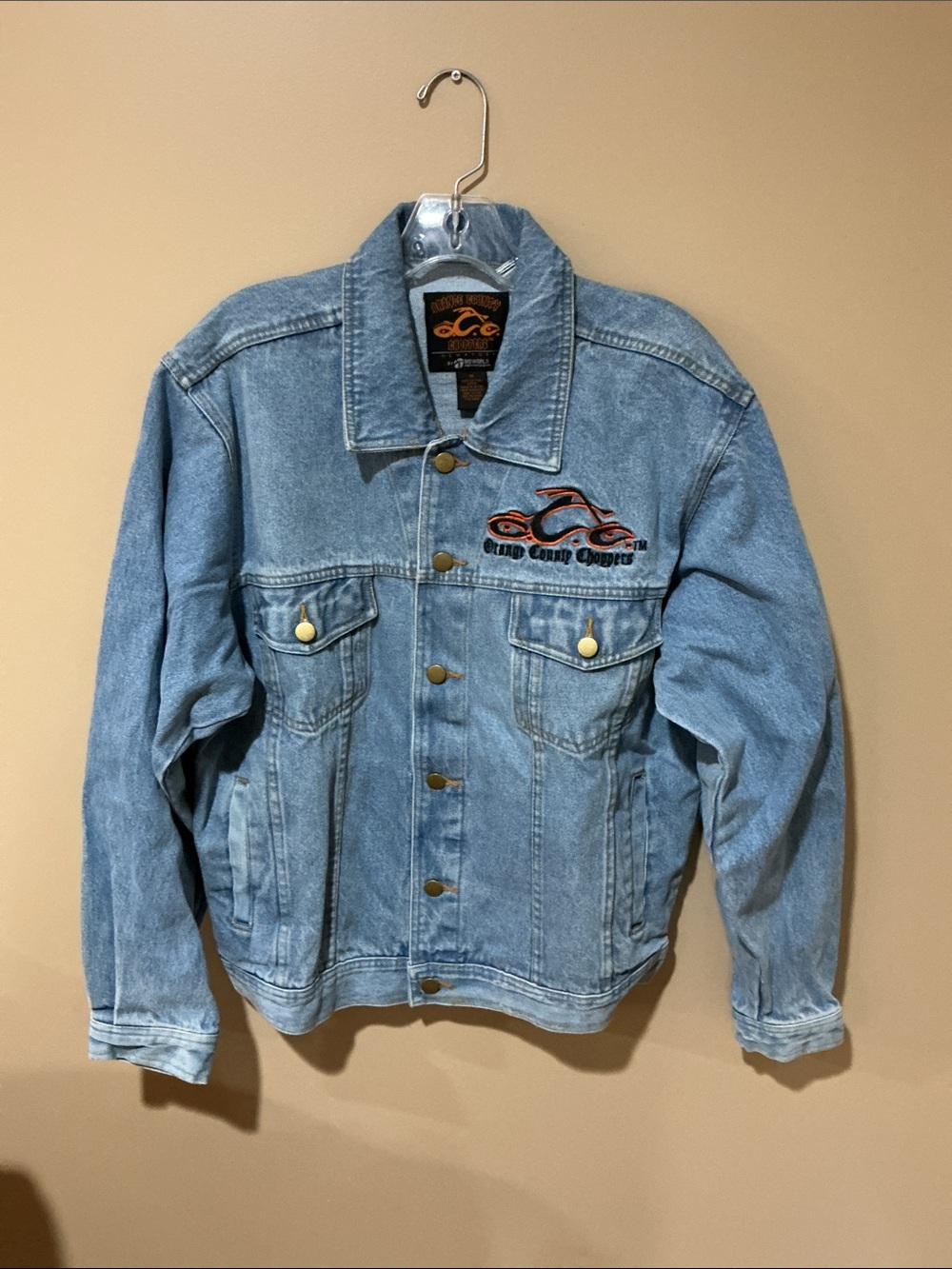 Y2K vtg Orange County Choppers Trucker Jacket m blue mint